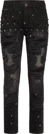 Philipp Plein Jeans, Dames, Zwart, W25, Katoen, Boyfriend Fit Stars Jeans