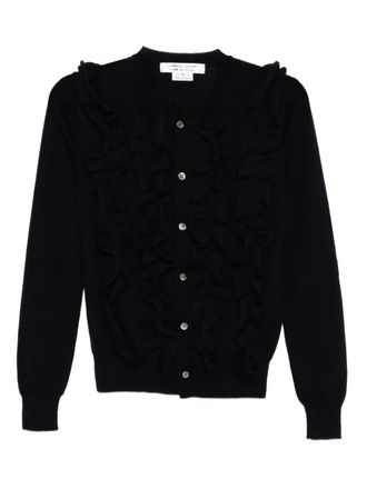 Comme Des Garçons ruffled cardigan - women - Wool - M - Blue