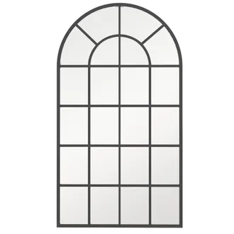 HOMCOM Modern Arched Wall Mirror - 110 x 62 cm Window Mirror for Living Room - Bedroom - Hallway - Black | TJ Hughes