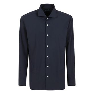 Barba Neck Shirt - Heren - Casual Overhemden - Blauw - M - Overhemden