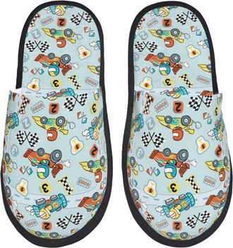 Generic Cartoon Car Racing Men Women Slippers Breathable Sliders Cosy Shoes For Outdoor Indoor Winter M