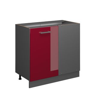 Vicco Armario De Esquina R-line, Rojo Burdeos Alto Brillo, 86 Cm Sin Encimera