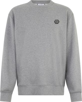Philipp Plein Hoodies & sweatvesten, Heren, Grijs, XL, Katoen, Ronde Hals Sweatshirt Basic