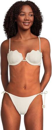 L*Space Sunrise Shell Top Womens Swimwear Cream : MD (36B-C), Nylon/Spandex