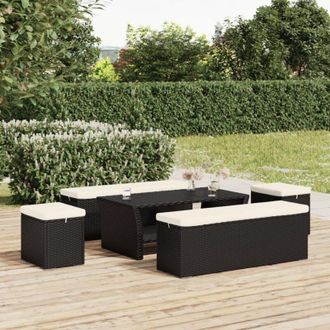 vidaXL Furniture Limited - Otomana Con Cojines 2 Uds Negro 40x30x40 Cm