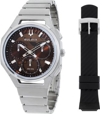 Bulova Curv Chronograph Quartz Brown Dial Mens Watch 96K117