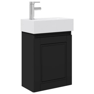 vidaXL M&oacute;dulo De Ba&ntilde;o Con Grifer&iacute;a Negro 45,5 X 22,5 X 84 Cm Vidaxl