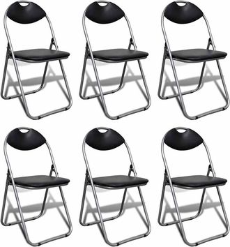 vidaXL Vidaxl - Sillas De Comedor Plegables 2 Uds Cuero Sint&eacute;tico Y Acero Negro
