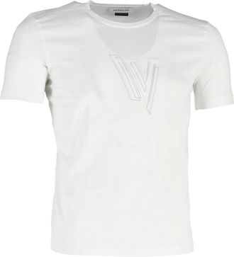 Versace Versace logo T-shirt met ronde hals in wit katoen