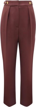 Elisabetta Franchi Crepe Broek met Juweel Accessoire - Dames - Wijde Broeken - Rood - L - Leer - Broeken