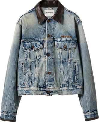 Miu Miu Leather-collar Denim Jacket