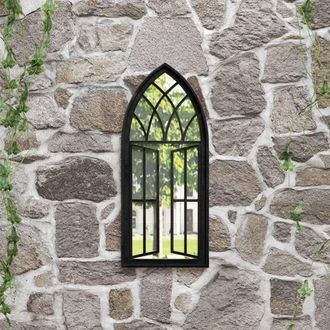 Berkfield Home Garden Mirror Black 70x30 cm Iron for Outdoor Use