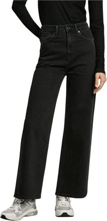 Pepe Jeans London Zwarte Straight Leg High Waist Broek - Dames - Regular Fit Jeans - Zwart - W29 - Jeans