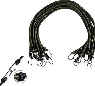 OEM Cuerda El&aacute;stica Resistente, Cuerda Para Equipaje, Cuerda De Amarre, 10 Piezas, Correa De Amarre El&aacute;stica Multifuncional, 75 Cm, Verde Militar