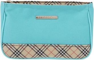 Burberry Pre-owned Clutches, female, Blue, Size: ONE SIZE Pre-owned Canvas Pouch