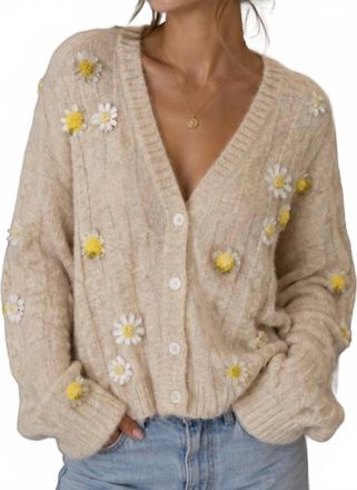 Bernadette Womens Textured Knit Cardigan In Beige