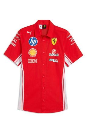 Puma Scuderia Ferrari HP Replica Short Sleeve Button-Up Shirt in Puma Red at Nordstrom, Size Xx-Large