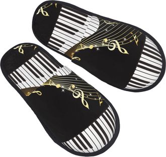 Generic Golden Piano Music Note Unisex Shoes Slip On Slippers Breathable Sliders For Winter Outdoor Indoor M