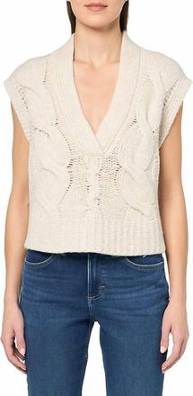 Ramy Brook Adelaide V Neck Sleeveless Cable Knit Sweater In Oatmeal