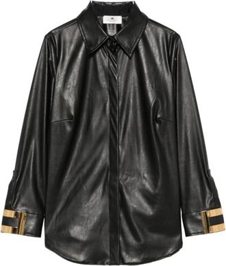 Elisabetta Franchi Shirt met puntkraag en verborgen knopen - Dames - Overhemden - Zwart - S - Overhemden