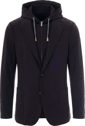 Eleventy Hooded Single-Breasted Wool-Blend Blazer