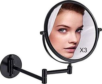 OEM Espejo De Maquillaje De Pared X3, Espejo De Ba&ntilde;o Negro De 20 Cm, Espejo Doble De Pared, Giratorio Y Extensible 360&deg;