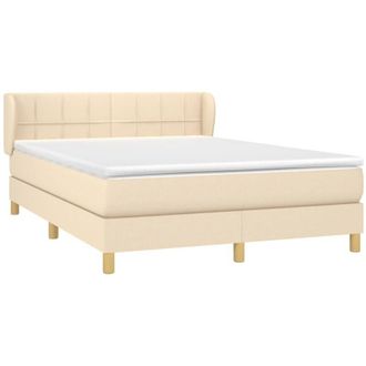 vidaXL Cama Box Spring Con Colch&oacute;n Tela Color Crema 140x200 Cm Vidaxl