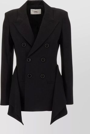 Ami peak lapel wool blazer slit detail