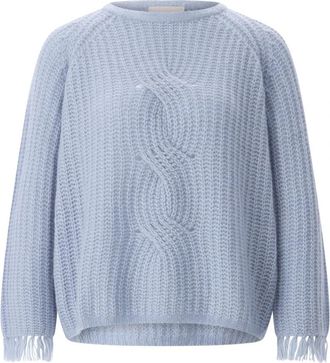 Hemisphere Trui met kabelsteek - Dames - Cashmere truien - Blauw - XS - Katoen - Truien & Vesten