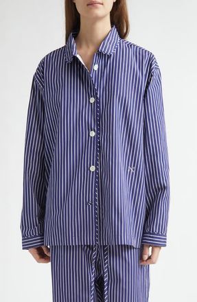 Nackiy&eacute; Life Is a Beach Stripe Poplin Pajama Shirt in Sailor Stripe at Nordstrom, Size 10 Us