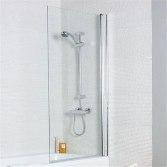 Clifton Premium Straight Bath Screen Square Edge 1435 x 780mm in Silver