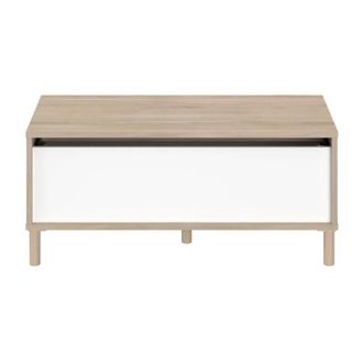 Parisot Mesa De Centro - Rectangular - Decoraci&oacute;n Blanca / Roble - Superficie Elevable - 4 Patas - 100,8 X 43,6 X 50 Cm