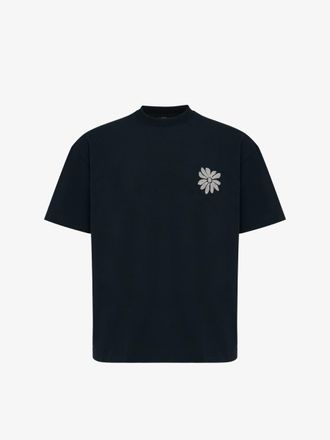 Genti Floral Embroidery T-shirt | Zwart