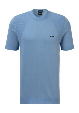 Boss Green by Hugo Boss Rundhalspullover BOSS GREEN Momentum Lite T24, Herren, Gr. XXL, blau (open blau498), Strick, Obermaterial: 60% Baumwolle, 40% Polyester, unifarben, re
