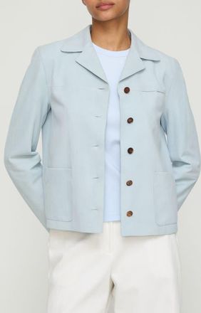 Lafayette 148 New York Patch Pocket Suede Shirt Jacket in Glacier Blue at Nordstrom, Size X-Small