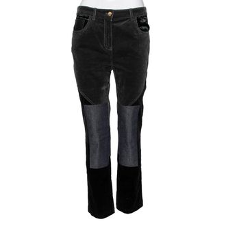 Roberto Cavalli Multicolor Denim Patch Detail Corduroy Pants M