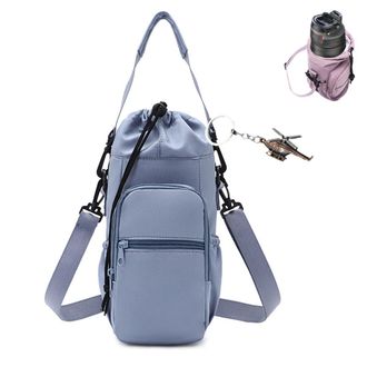 Generic Water Bottle Shoulder Bag,Portable Water Bottle Holder with Strap,Hands-Free Crossbody Carrier Outdoor Walking Hiking (Blue)