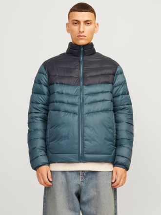 Jack & Jones Steppjacke JACK & JONES JJESPRINT PUFFER COLLAR NOOS, Herren, Gr. S, gr&uuml;n (magical forest detail:schwarz blocking), Web, Obermaterial: 100% Nylon, col