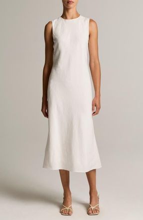 Vince Linen Blend Midi Dress in Off White at Nordstrom, Size 16
