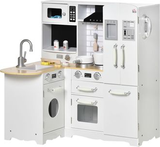 HOMCOM Cocina de juguete 82x65x87 cm blanco