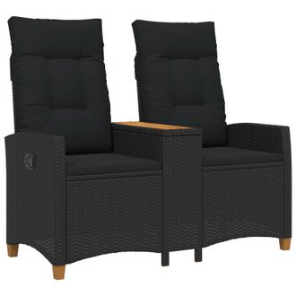 vidaXL Banco Reclinable Con Mesa Con Coj&iacute;n Negro 126 X 65 X 112 Cm Vidaxl