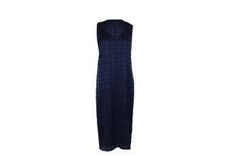 Diane Von F&uuml;rstenberg Diane Von Furstenberg Sleeveless V-Neck Tailored Midi Dress in Blue Rayon