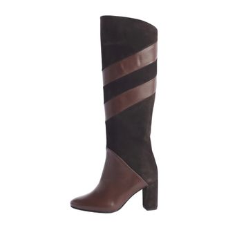 L'Arianna Suede Boot with Coloured Bands - female - LARIANNA - Heeled Boots - Brown - 3 UK - Shoes