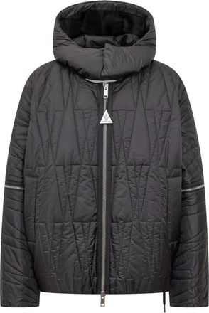 Moncler Haissa Short Down Jacket - Dames - Gewatteerde jassen - Zwart - M - Leer - Jassen