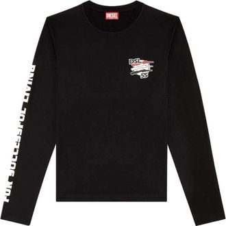 Diesel Grafische Print Ronde Hals Sweatshirt - Heren - Longsleeves - Zwart - XL - Katoen - Tops