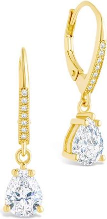 Sterling Forever Angelica Pear Cut Cubic Zirconia Drop Earrings in Gold at Nordstrom