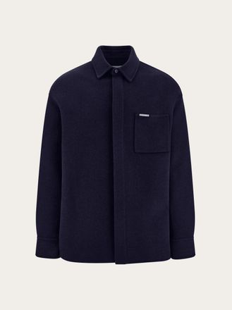 Ferragamo Uomo Over shirt in misto cashmere Blu
