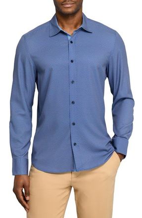 ConStruct Hexagon Geo Woven Long Sleeve Basic in Orange/blue at Nordstrom, Size X-Large