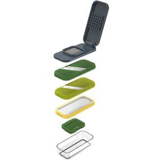 Joseph Joseph Set Multifuncional 4 En 1 Joseph Joseph Multi-prep Compact - Incluye Picador, Rallador, Rebanador Y Cortador Julienne, Base Recolectora, Protector De 