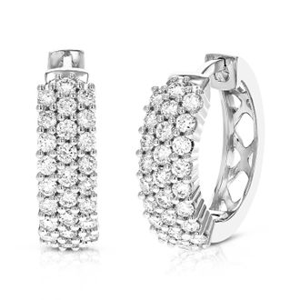 Vir Jewels 1 cttw Lab Grown Diamond Hoops Earrings in Sterling Silver With Hidden Post For Women